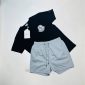 Moncler Logo Print Crew Neck T-Shirt & Shorts Set black t-shirt with grey short