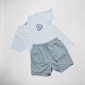 Moncler Logo Print Crew Neck T-Shirt & Shorts Set white t-shirt with grey short