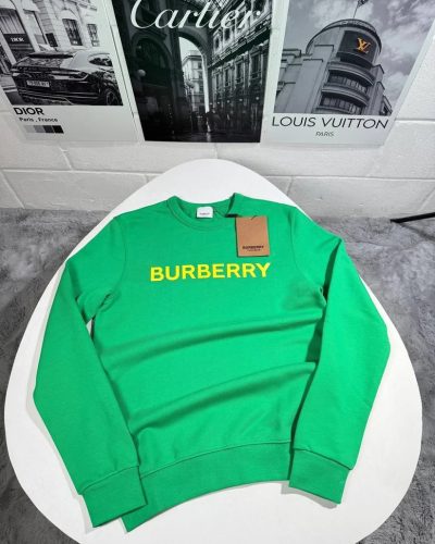 Burberry Crewneck Logo-Print Stretch Wool Blend Sweatshirt Green (2)
