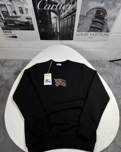 Burberry EKD Textured Cotton Long Sleeve Sweatshirt black Burberry EKD Textured Cotton Long Sleeve Sweatshirt black