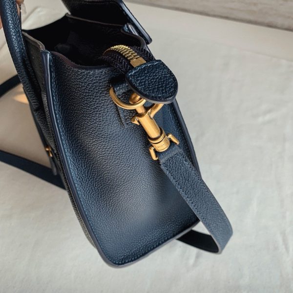 Celine Nano Luggage Tote Bag in Navy Blue side view Celine Nano Luggage Tote Bag in Navy Blue side view