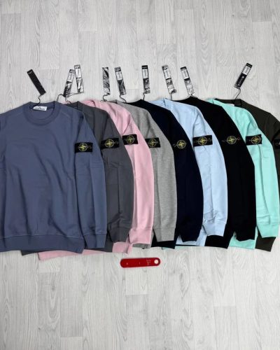 Stone Island Badge Sleeve Heavyweight Crewneck Sweatshirt
