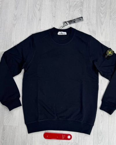 Stone Island Badge Sleeve Heavyweight Crewneck Sweatshirt navy blue