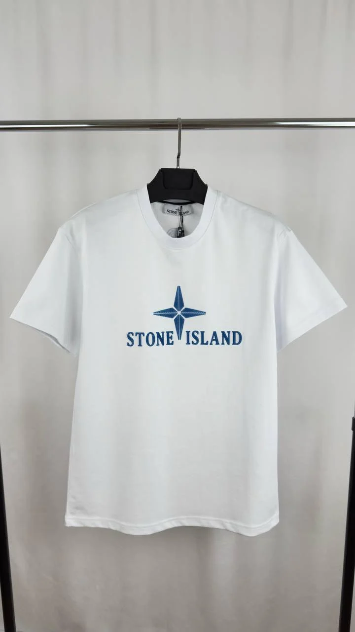 Stone Island Big Logo Cotton T-Shirt for Men AAA+ Quality white color
