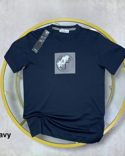 Stone Island Compass Logo First Copy T-Shirt for Men navy blue color