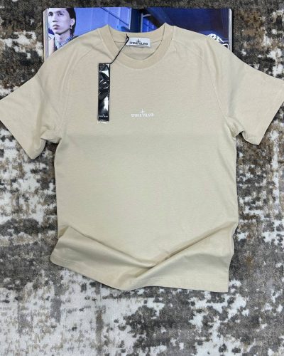 Stone Island Compass-Printed Crewneck Replica T-Shirt for Men beige color