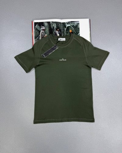 Stone Island Cotton Compass-Print T-Shirt Super Clone Quality Green color