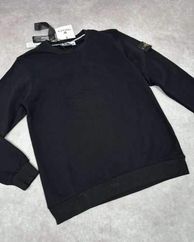 Stone Island Embossed Logo Jumper black