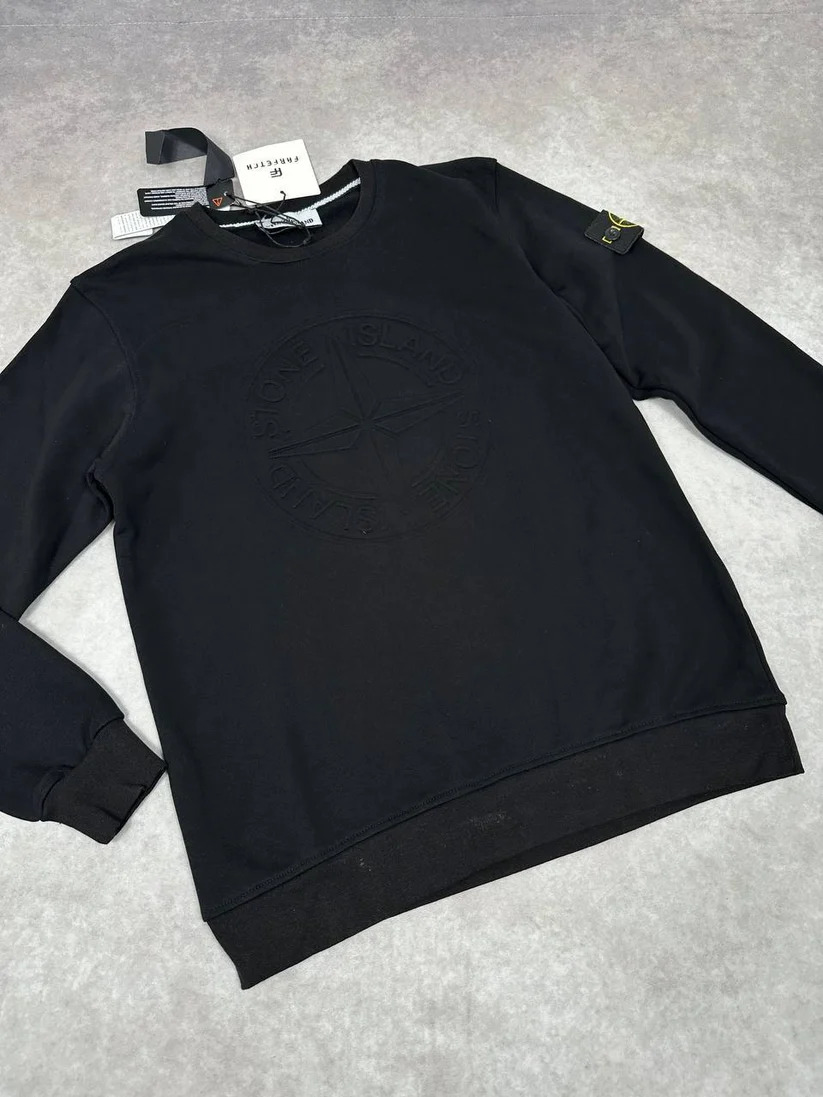 Stone Island Embossed Logo Jumper black