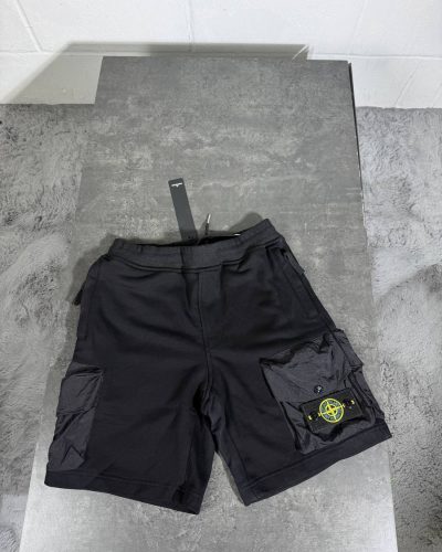 Stone Island Fleece Shorts for Men Super Clone Quality Black Color