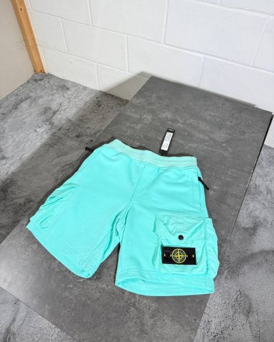 Stone Island Fleece Shorts for Men Super Clone Quality turquoise Color
