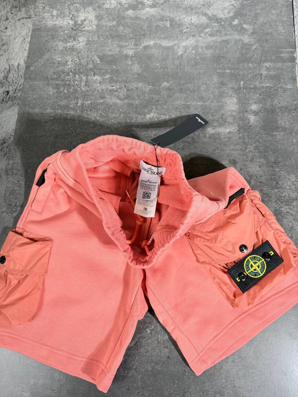 Stone Island Fleece Shorts for Men Super Clone Quality orange Color 2