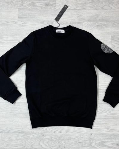 Stone Island Garment-Dyed Fleece Logo Jumper AAA Quality Black