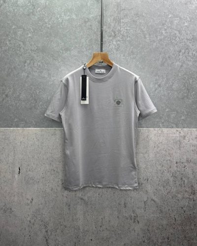 Stone Island Garment-Dyed Logo Replica T-Shirt for Men grey color