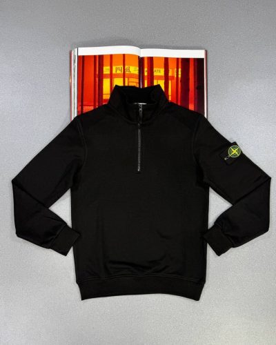 Stone Island Half-Zip Fleece Sweatshirt AAA Quality Black