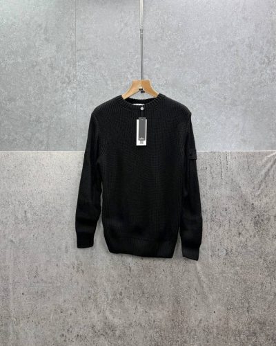 Stone Island Knit Compass Embossed Black Jumper AAA Quality