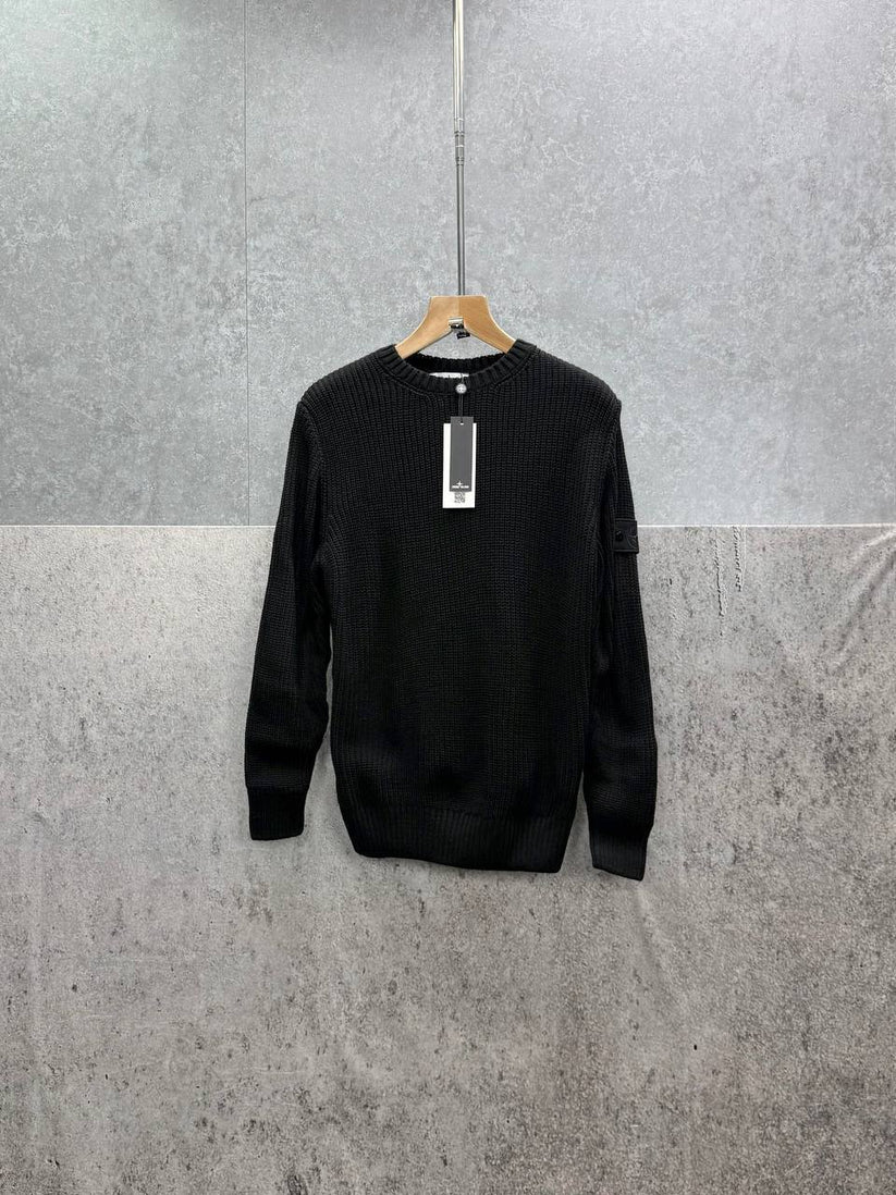 Stone Island Knit Compass Embossed Black Jumper AAA Quality