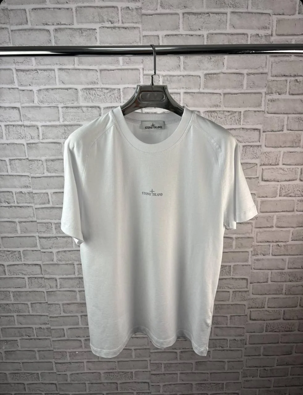 Stone Island Logo-Embroidered Cotton AAA Quality T-Shirt for Men white color