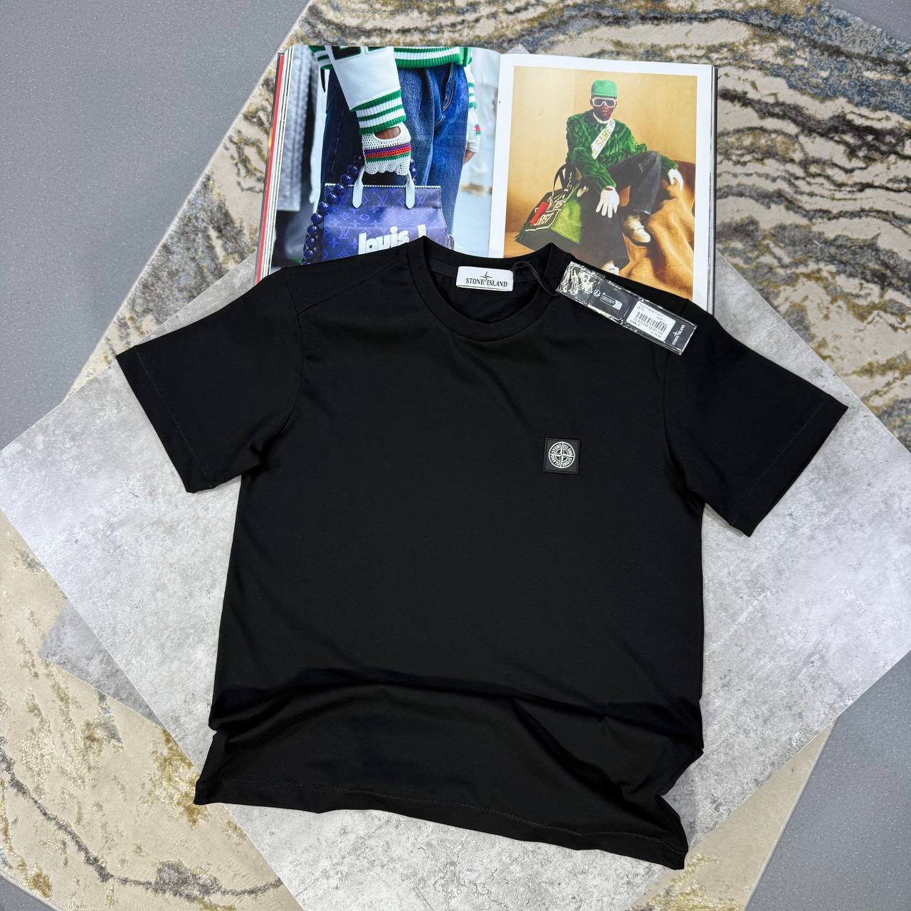 Stone Island Logo-Patch Crew-Neck T-Shirt for Men First Copy black