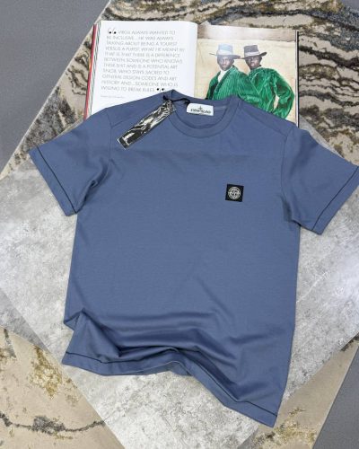 Stone Island Logo-Patch Crew-Neck T-Shirt for Men First Copy royal blue