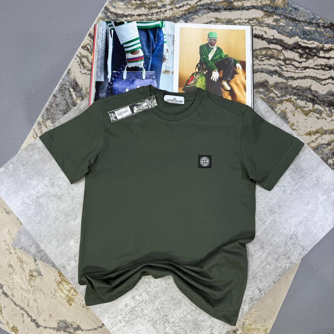 Stone Island Logo-Patch Crew-Neck T-Shirt for Men First Copy green