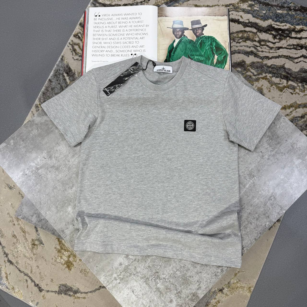 Stone Island Logo-Patch Crew-Neck T-Shirt for Men First Copy light grey