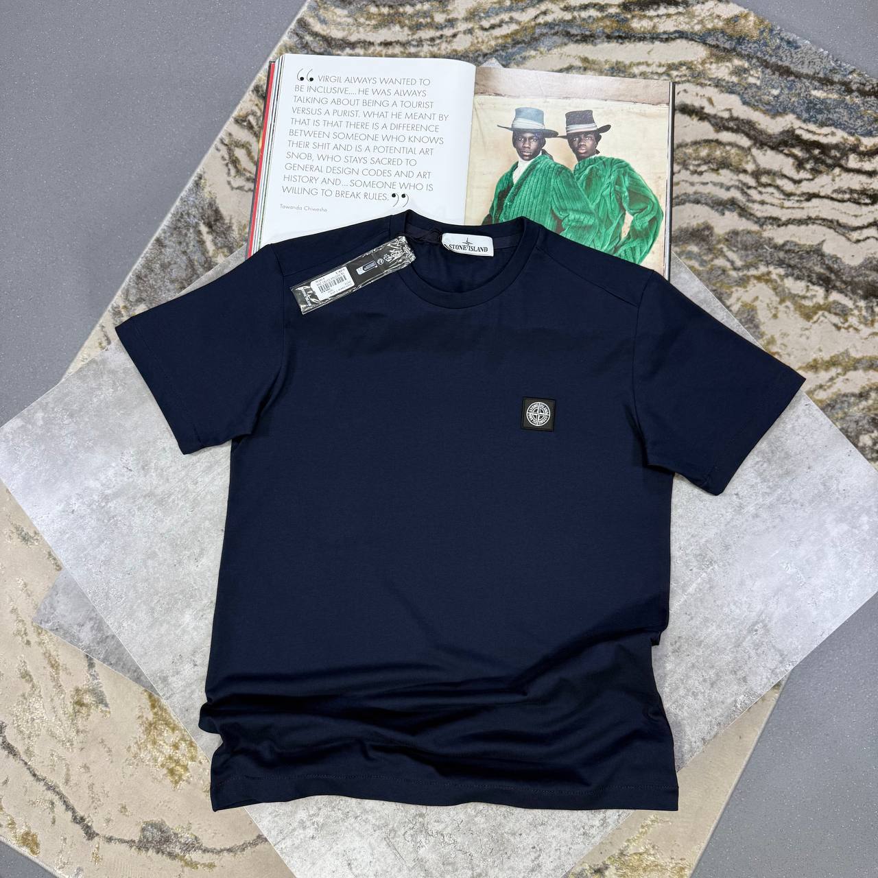Stone Island Logo-Patch Crew-Neck T-Shirt for Men First Copy navy blue