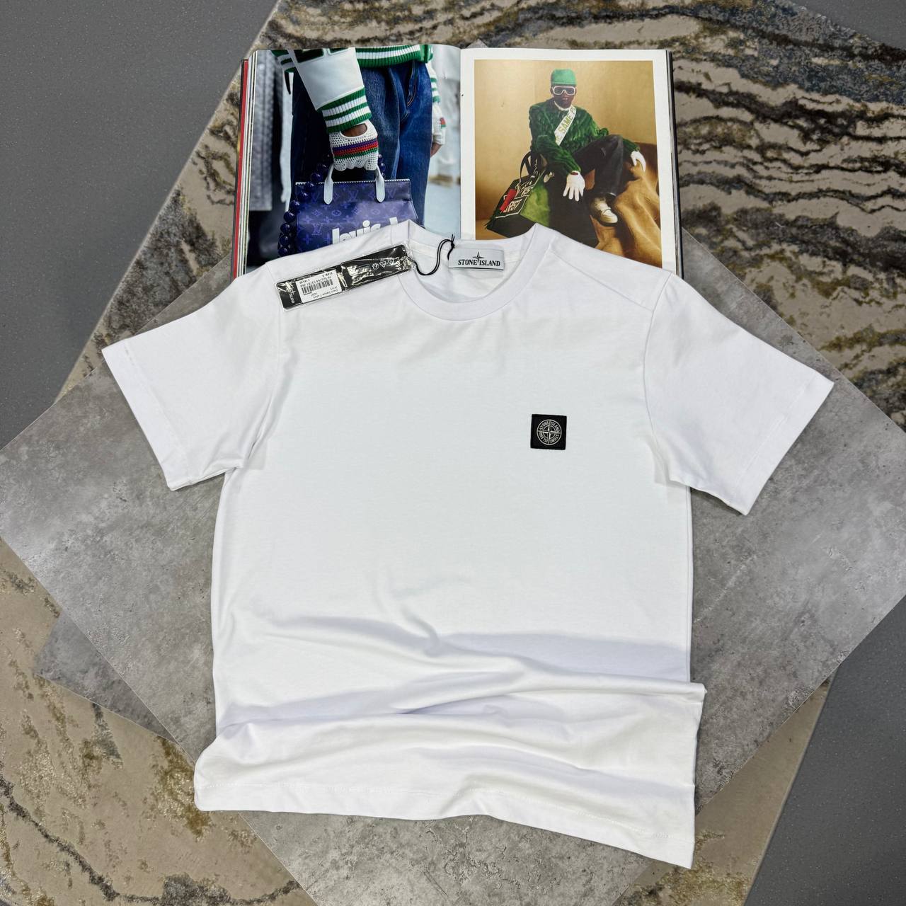 Stone Island Logo-Patch Crew-Neck T-Shirt for Men First Copy white