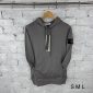 Stone Island Men's Brushed Cotton Fleece Premium Quality Grey Hoodie