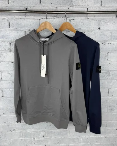 Stone Island Men's Brushed Cotton Fleece Premium Quality Hoodie