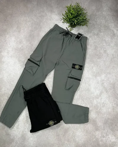 Stone Island Men's Compass Badge 1:1 Quality Cargo Pants