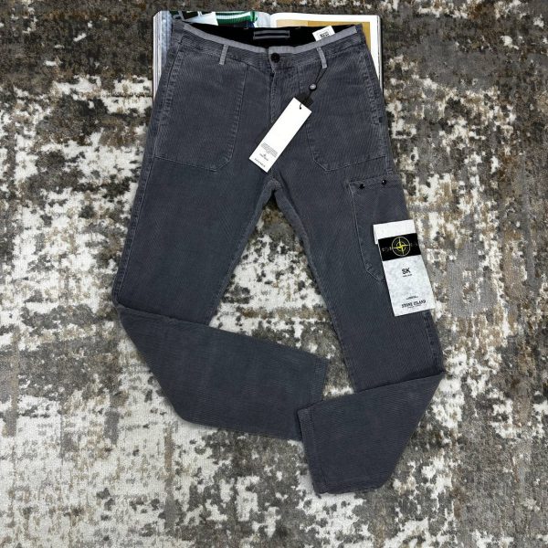 Stone Island Men's Corduroy Cargo AAA Quality grey Pants1 Stone Island Men's Corduroy Cargo AAA Quality grey Pants1
