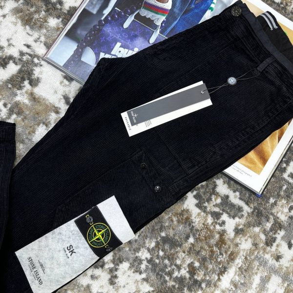 Stone Island Men's Corduroy black Cargo AAA Quality Black Pants1 Stone Island Men's Corduroy black Cargo AAA Quality Black Pants1