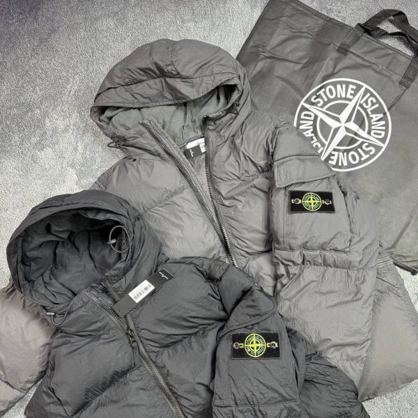 Stone Island Men's Crinkle Hooded Down Reps AAA Quality Jacket