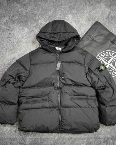 Stone Island Men's Crinkle Hooded Down Reps AAA Quality Jacket