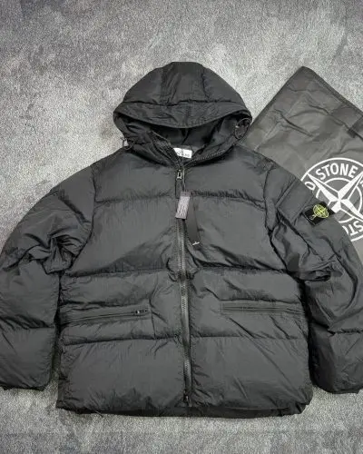 Stone Island Men's Crinkle Hooded Down Reps AAA Quality Jacket