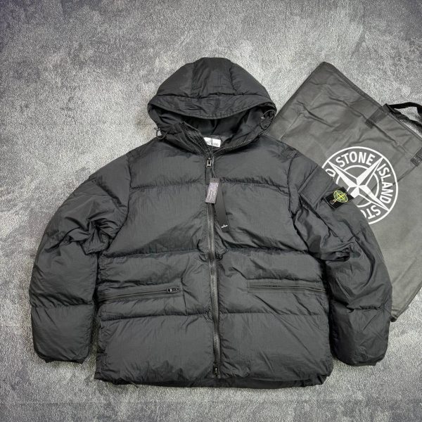 Stone Island Men's Crinkle Hooded Down Reps AAA Quality Jacket