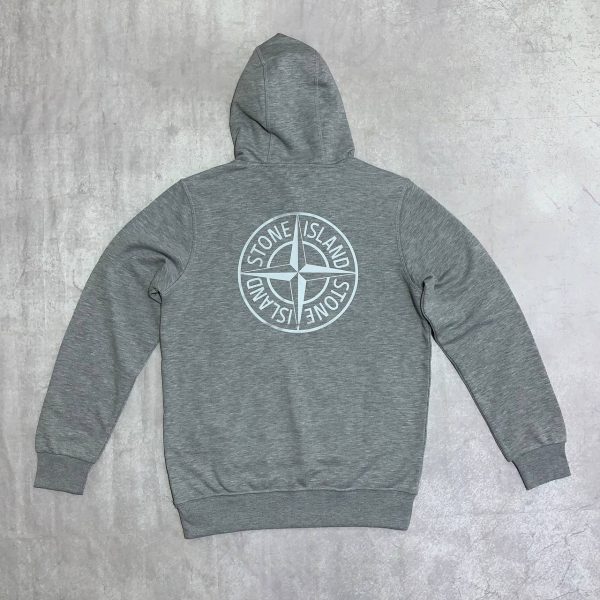 Stone Island Men's Front Embroidered Logo AAA Quality Hoodie Grey Color Stone Island Men's Front Embroidered Logo AAA Quality Hoodie Grey Color