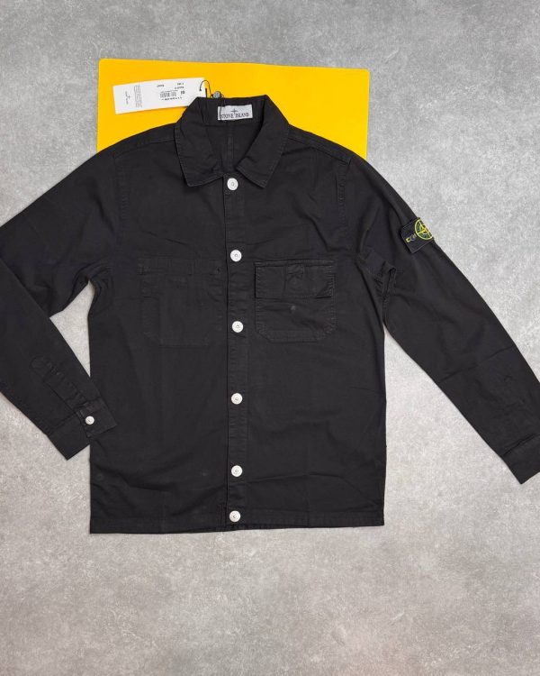 Stone Island Men's Grey & Black Cotton Ripstop Replica Overshirt