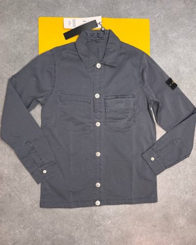 Stone Island Men's Grey & Black Cotton Ripstop Replica Overshirt
