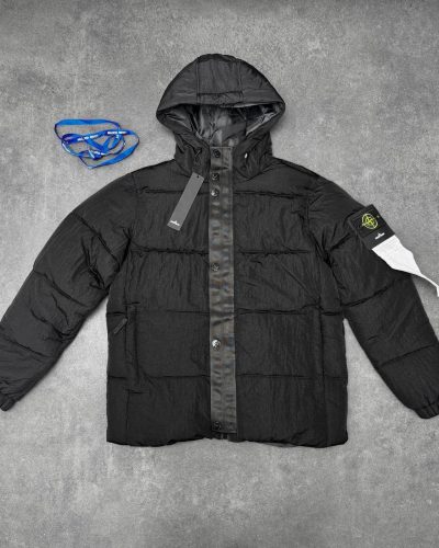 Stone Island Men's Hooded Nylon Down AAA Quality Jacket Black color