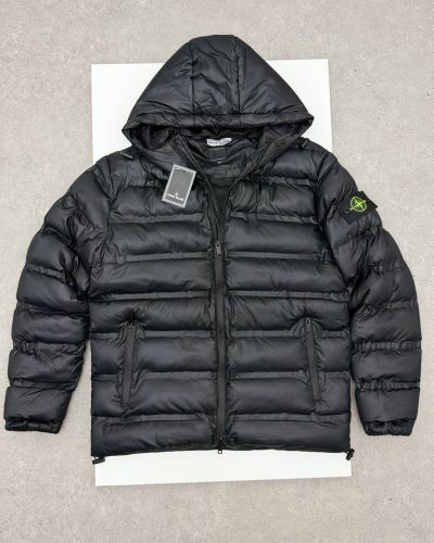 Stone Island Men's Hooded Quilted Down Puffer Premium Quality Jacket balck