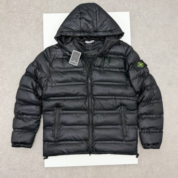 Stone Island Men's Hooded Quilted Down Puffer Premium Quality Jacket balck