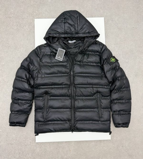 Stone Island Men's Hooded Quilted Down Puffer Premium Quality Jacket balck Stone Island Men's Hooded Quilted Down Puffer Premium Quality Jacket balck