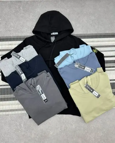 Stone Island Men's Logo Fleece Cotton Replica Hoodie