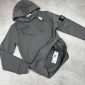 Stone Island Men's Logo Fleece Cotton Replica Dark Grey Hoodie