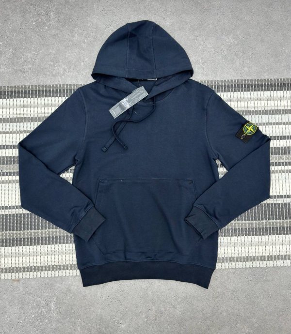 Stone Island Men's Logo Fleece Cotton Navy Blue color Stone Island Men's Logo Fleece Cotton Navy Blue color