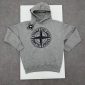 Stone Island Men's Logo Fleece Thick Cotton Graphic Pullover 1-1 Hoodie Light Grey