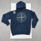 Stone Island Men's Logo Fleece Thick Cotton Graphic Pullover 1-1 Hoodie Navy Blue