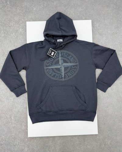 Stone Island Men’s Logo Fleece Thick Cotton Graphic Pullover 1-1 Hoodie Dark Grey Stone Island Men's Logo Fleece Thick Cotton Graphic Pullover 1-1 Hoodie Dark Grey